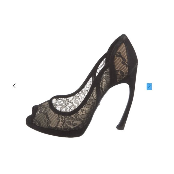 Dior Black Lace Peep-Toe Heels - Picture 12 of 14